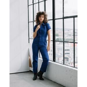 Atwyld Pit Crew Denim Blue Short Sleeve Jumpsuit M